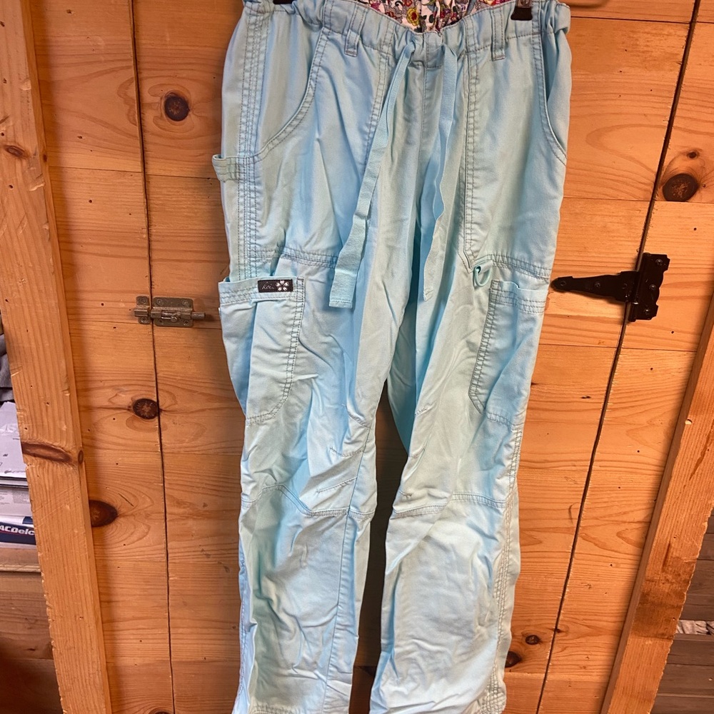 Blue koi scrub pants